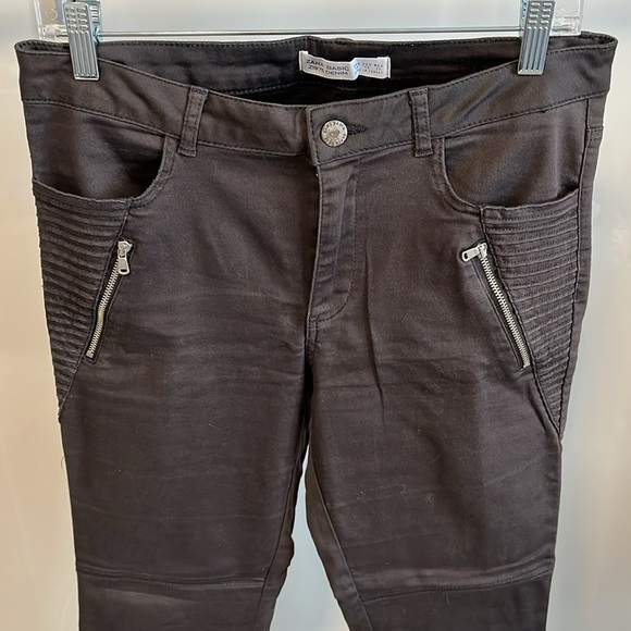 ZARA Z1975 Charcoal Grey Skinny Denim Pin-tuck Zipper Detail, Size 10 - Picture 4 of 6